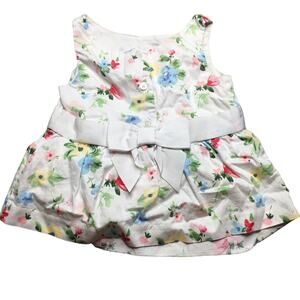 Janie and Jack top Girls Toddler Floral Button Front Bow Tie Sleeveless White 2T